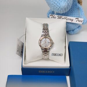 Seiko Women’s Solar Diamond SUT068 Two Tone Stainless Steel Bracelet 27mm Watch
